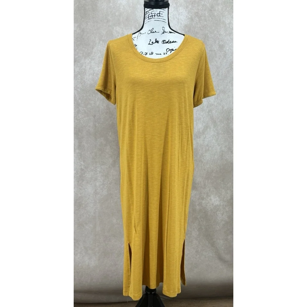 Jessica Simpson Finlee T-Shirt Dress Size Large Lot of 2 Black & Mustard Yellow - Picture 3 of 9